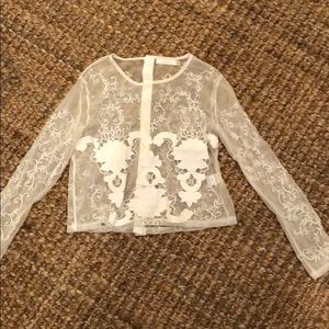 Millau white sheer lace long sleeve size XS